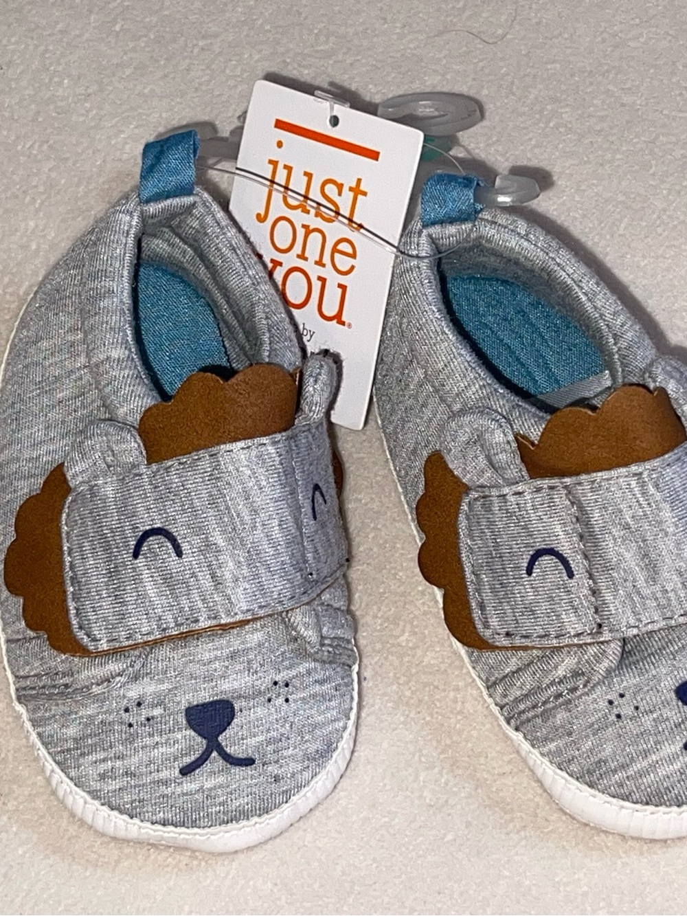 Just One You by Carter's Gray Lion Slip-On Baby Shoes with Blue Lining